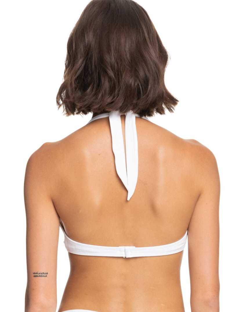 Bright White Roxy Shadow In The Sun Halter Bikini Top | DNEQAU684