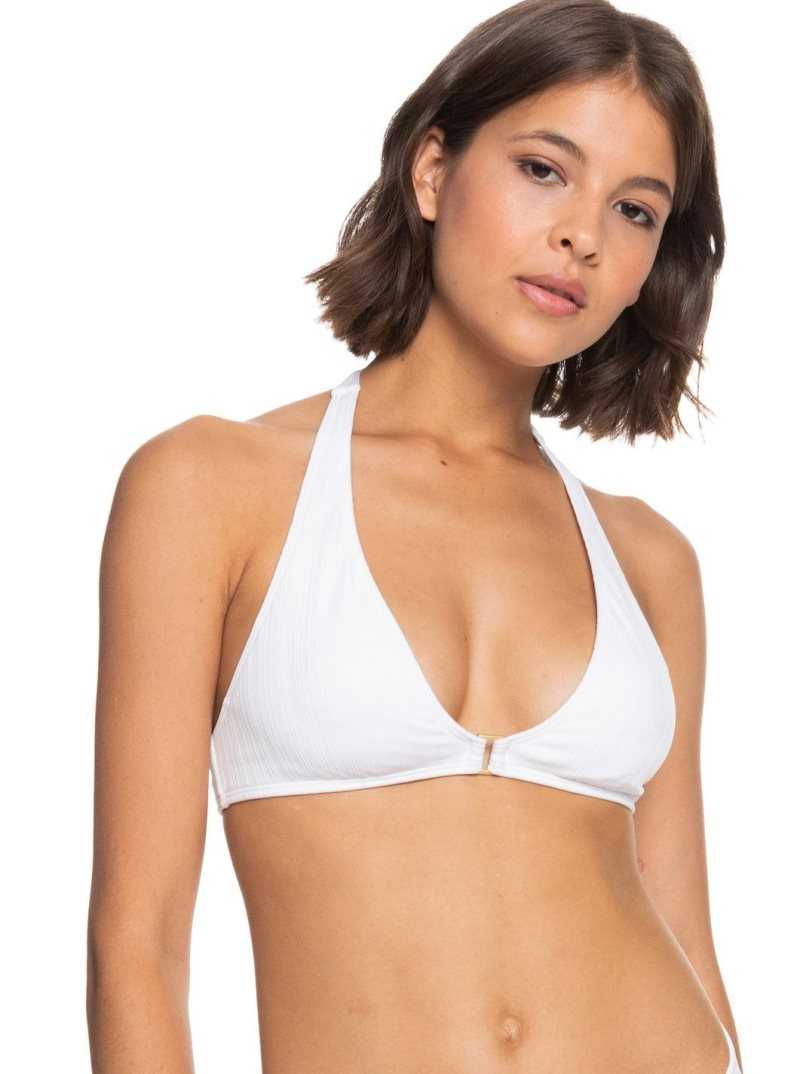 Bright White Roxy Shadow In The Sun Halter Bikini Top | DNEQAU684