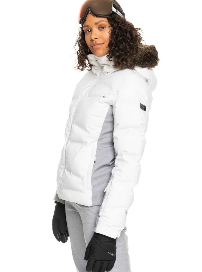 Bright White Roxy Snow Storm Insulated Snow Jacket | HNXDBG572