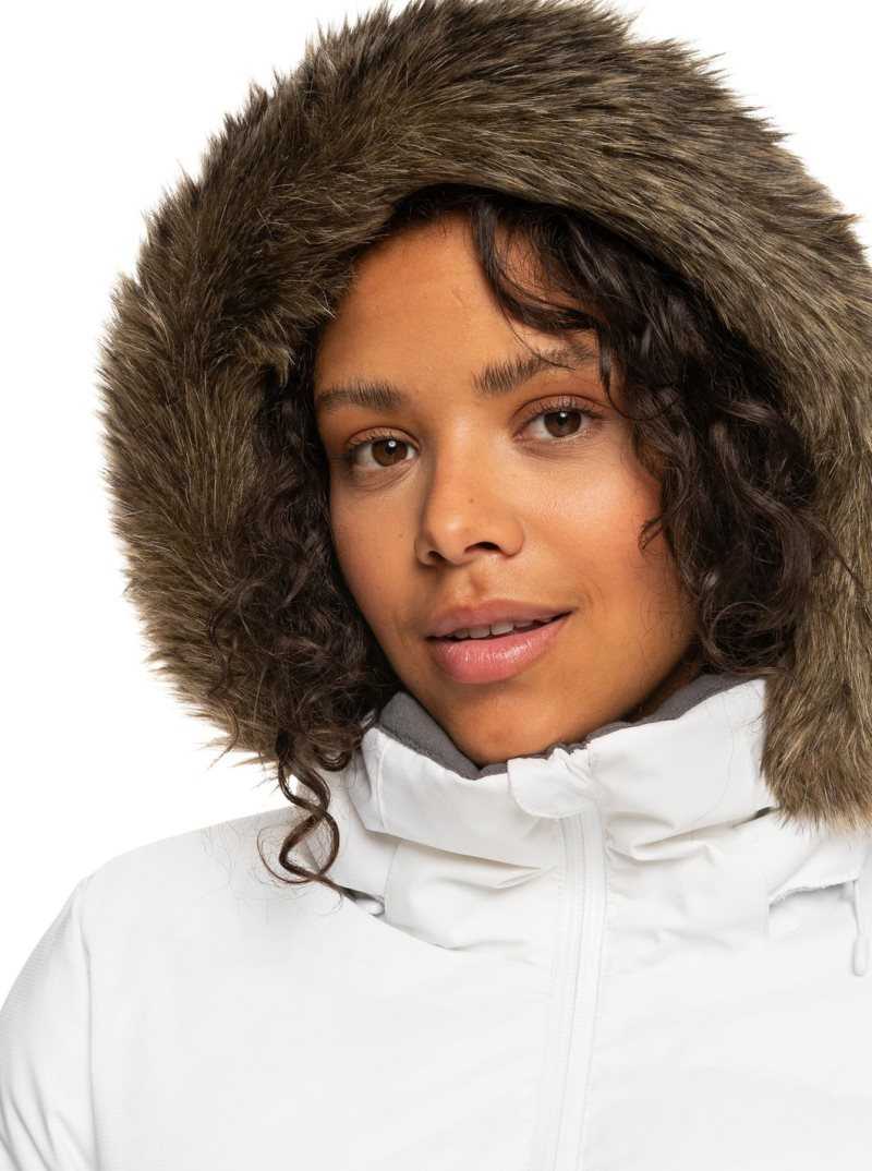 Bright White Roxy Snow Storm Insulated Snow Jacket | HNXDBG572