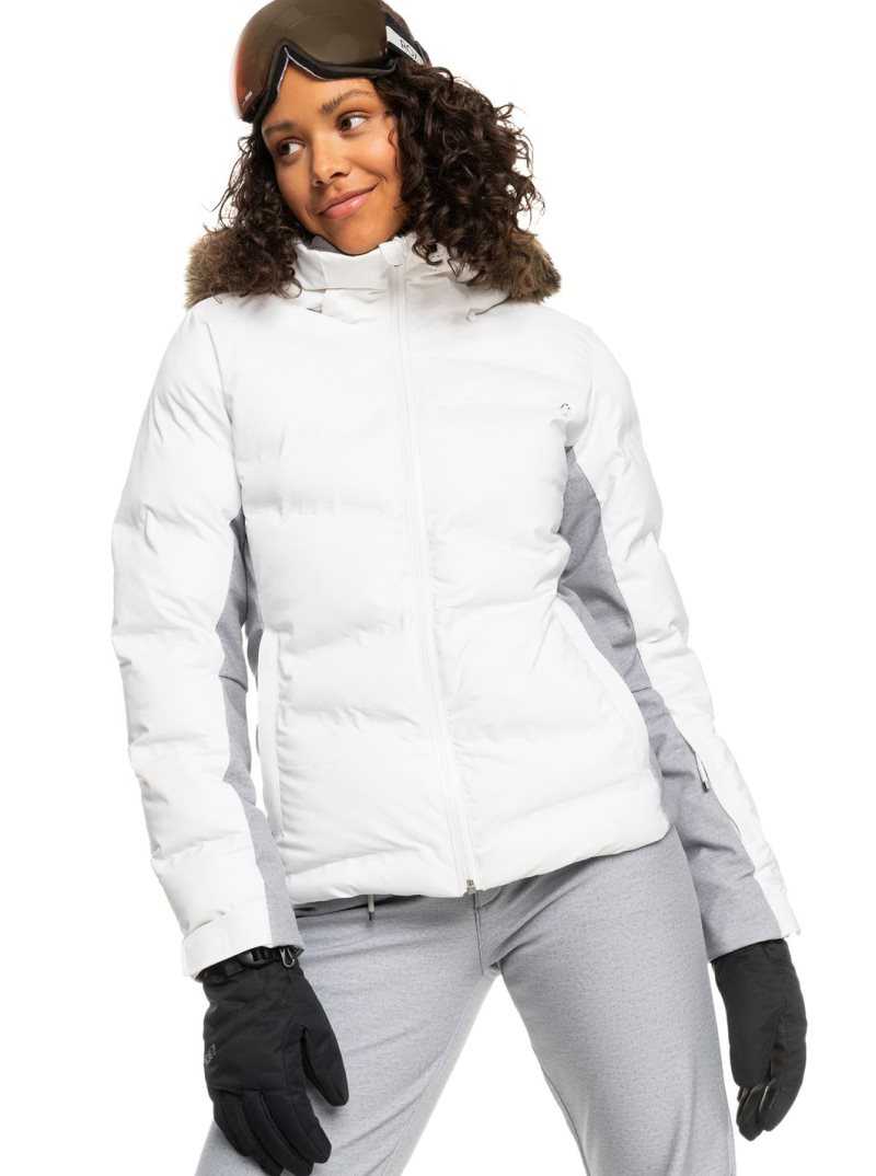 Bright White Roxy Snow Storm Insulated Snow Jacket | HNXDBG572