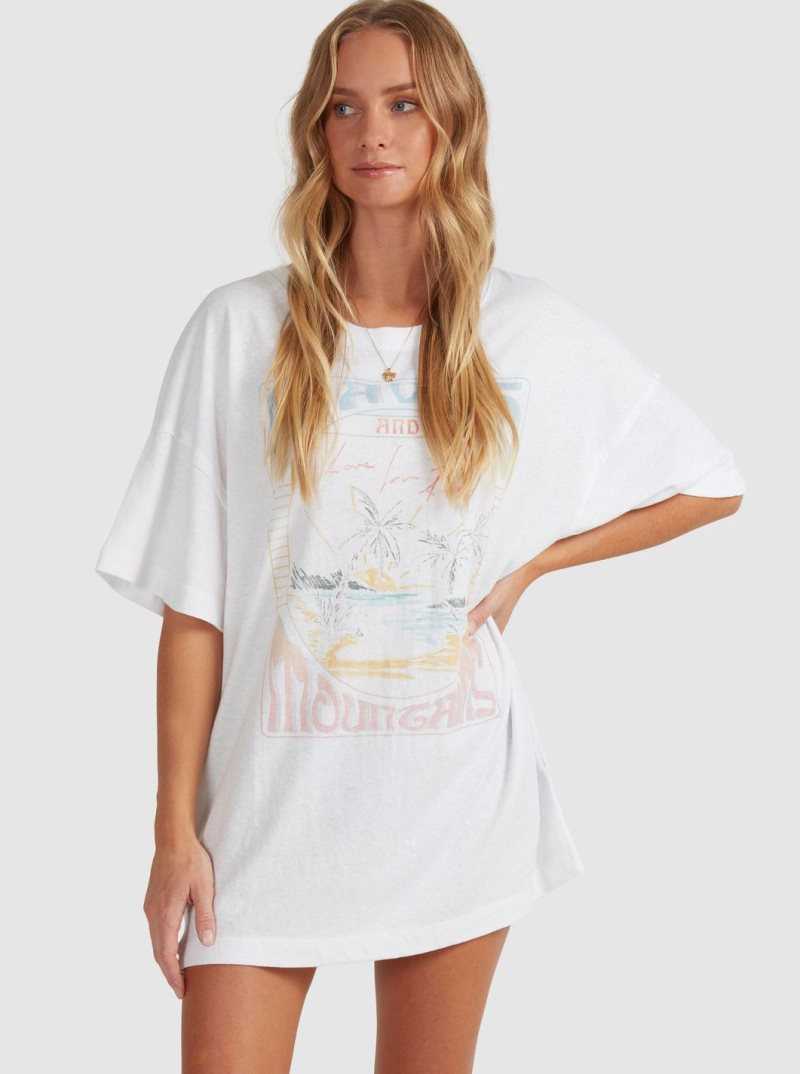 Bright White Roxy Sweet Jane Oversized T-Shirt | NJTGOY731