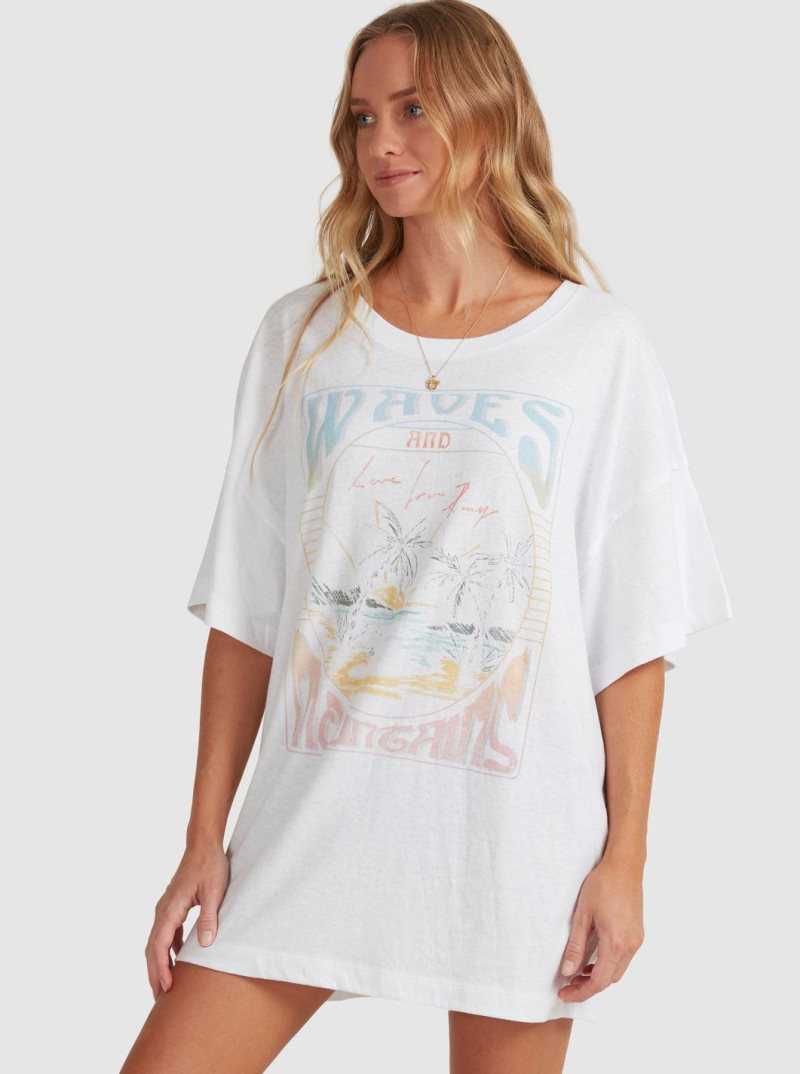 Bright White Roxy Sweet Jane Oversized T-Shirt | NJTGOY731