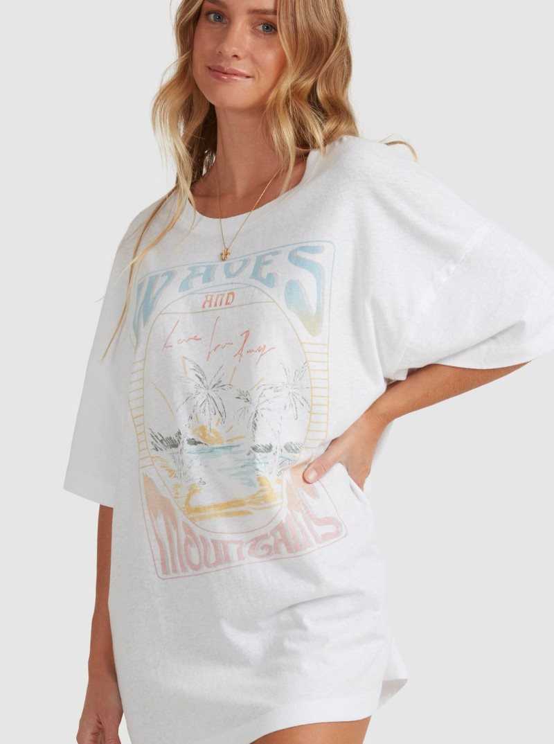 Bright White Roxy Sweet Jane Oversized T-Shirt | NJTGOY731