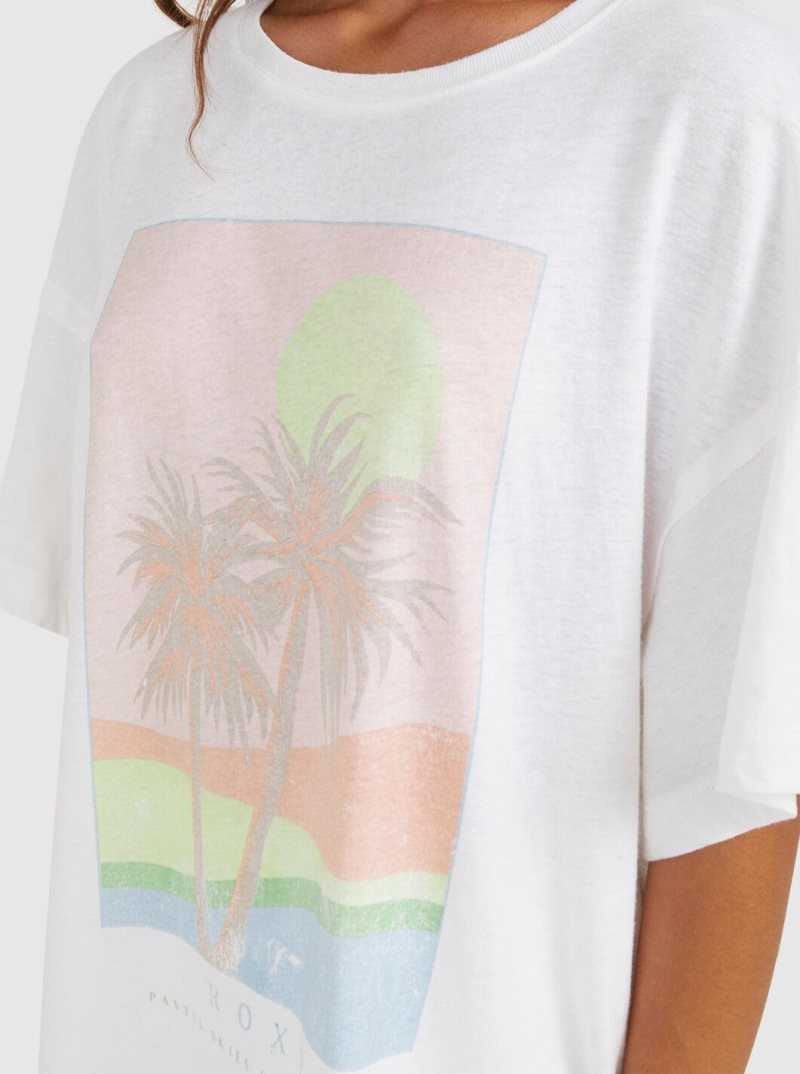 Bright White Roxy Sweet Janis Boyfriend T-Shirt | YZQLVM089