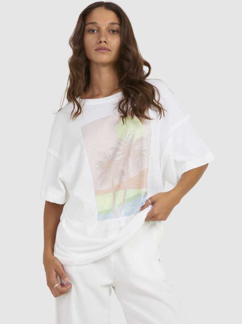 Bright White Roxy Sweet Janis Boyfriend T-Shirt | YZQLVM089