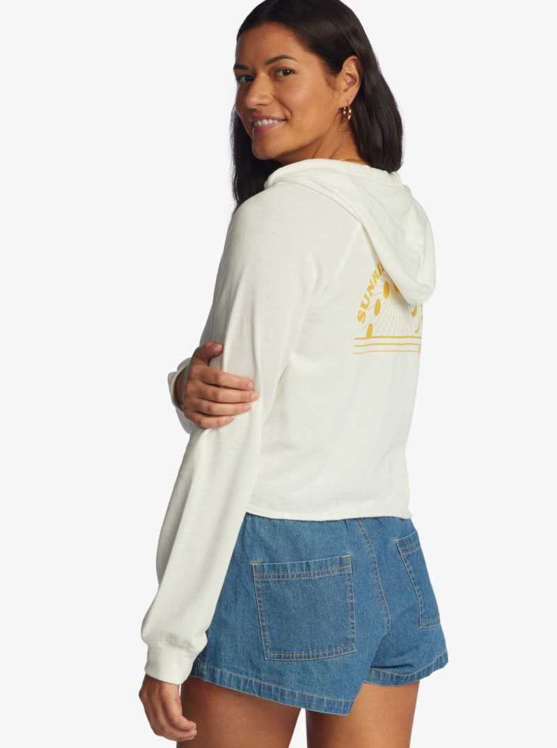 Bright White Roxy We Arrived Hooded Pullover | OWGZCS901