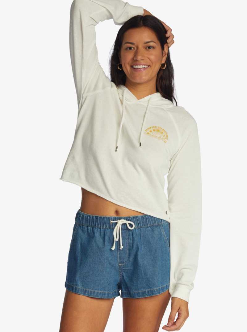 Bright White Roxy We Arrived Hooded Pullover | OWGZCS901