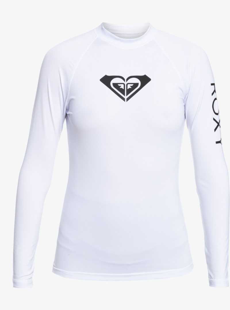 Bright White Roxy Whole Hearted Long Sleeve UPF 50 Rashguard | FJPOWZ928