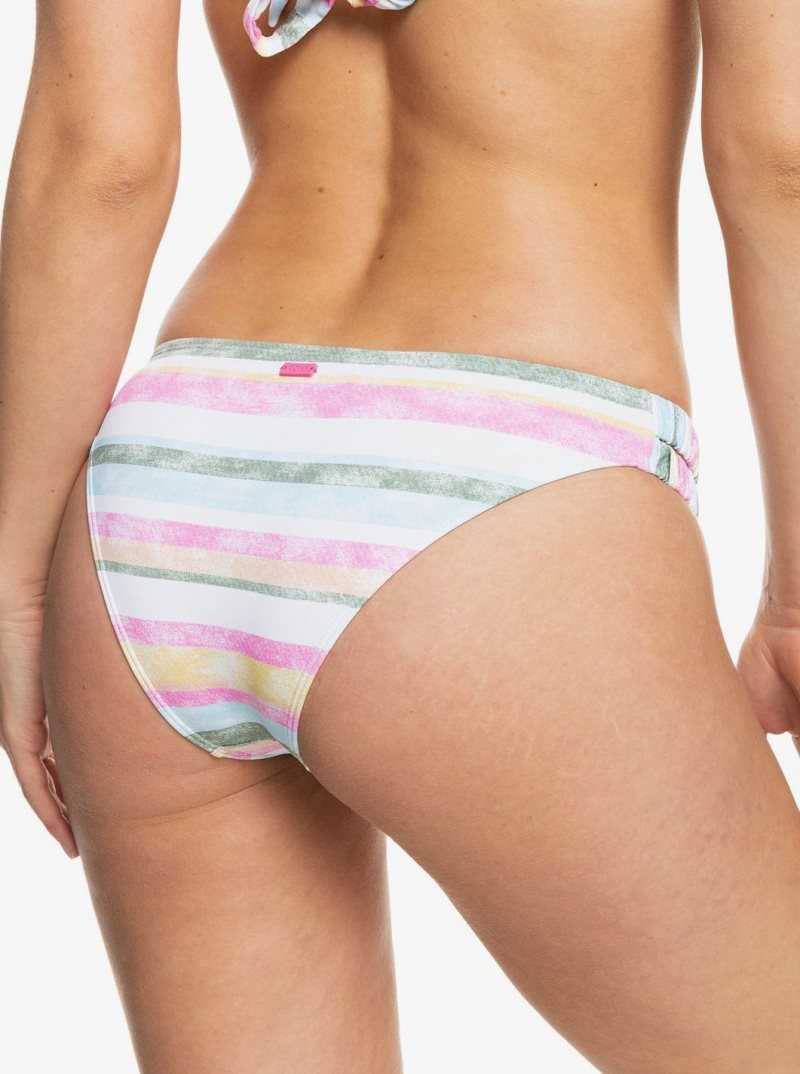 Bright White S Sun Struck Roxy Island In The Sun Moderate Coverage Bikini Bottoms | MRBSXT074