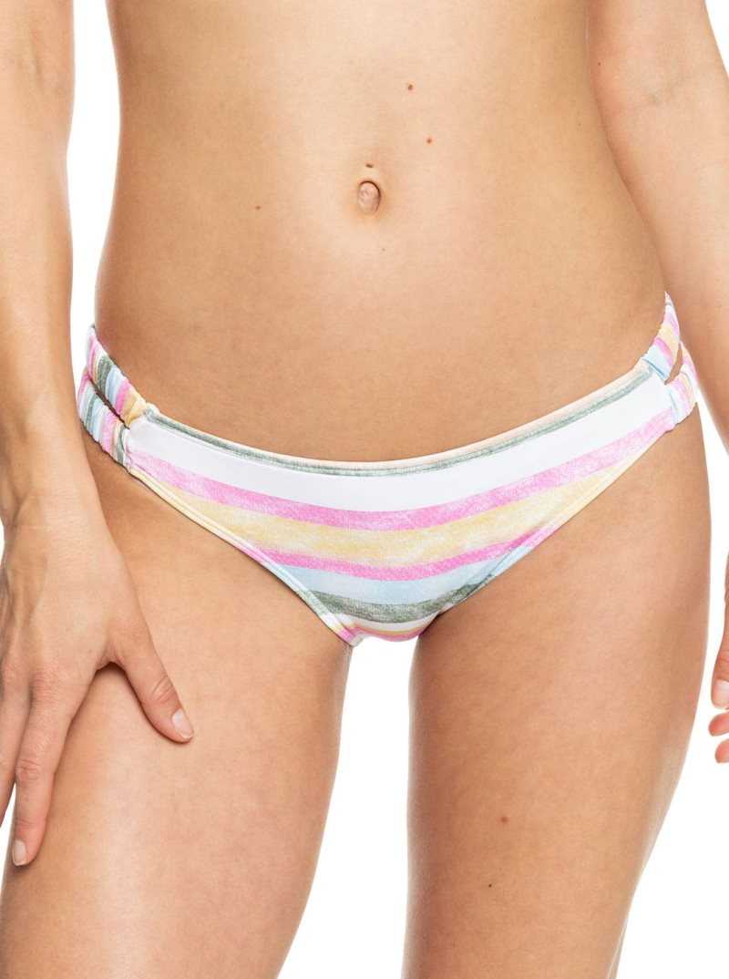 Bright White S Sun Struck Roxy Island In The Sun Moderate Coverage Bikini Bottoms | MRBSXT074