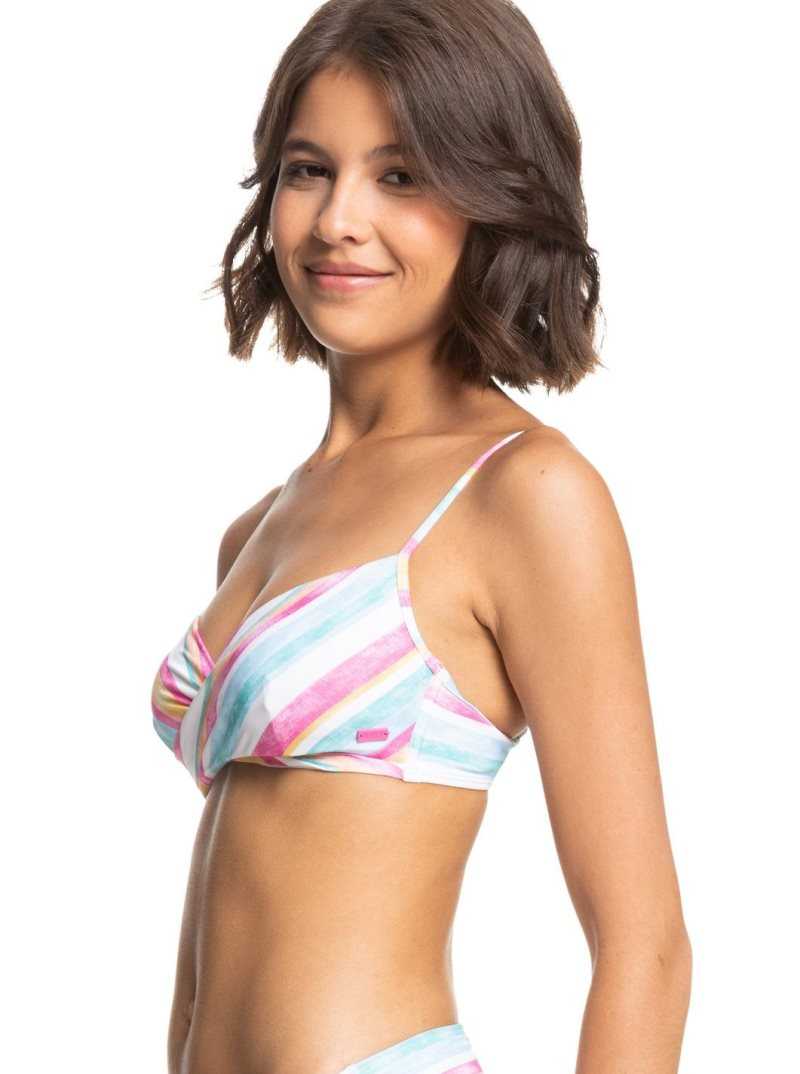 Bright White S Sun Struck Roxy Island In The Sun Wrap Bralette Bikini Top | NUEHJM247