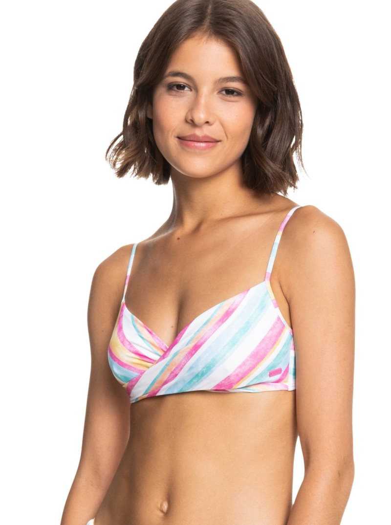 Bright White S Sun Struck Roxy Island In The Sun Wrap Bralette Bikini Top | NUEHJM247