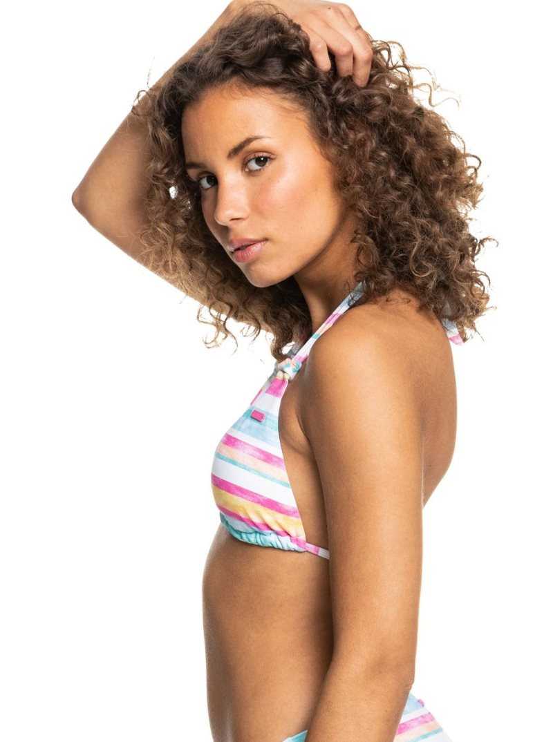 Bright White S Sun Struck Roxy Island In The Sun Triangle Bikini Top | YXUBST678