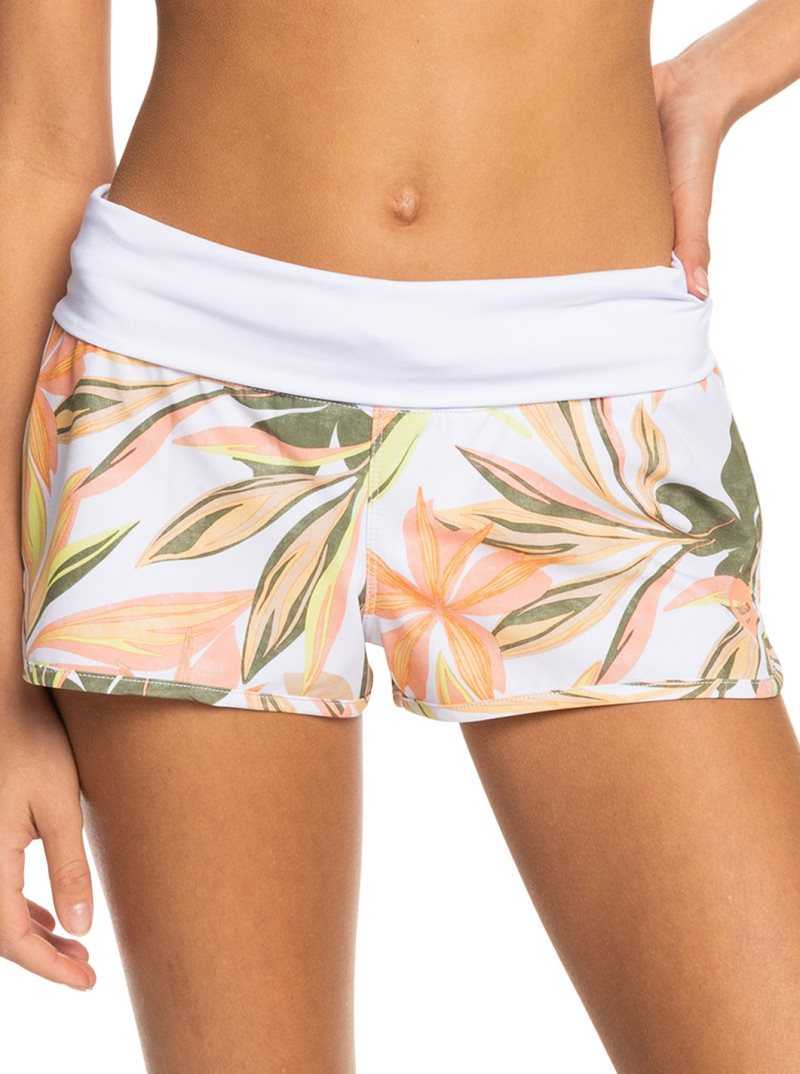 Bright White Subtly Salty Flat Roxy Endless Summer Printed 2\' Boardshorts | GZWULI657