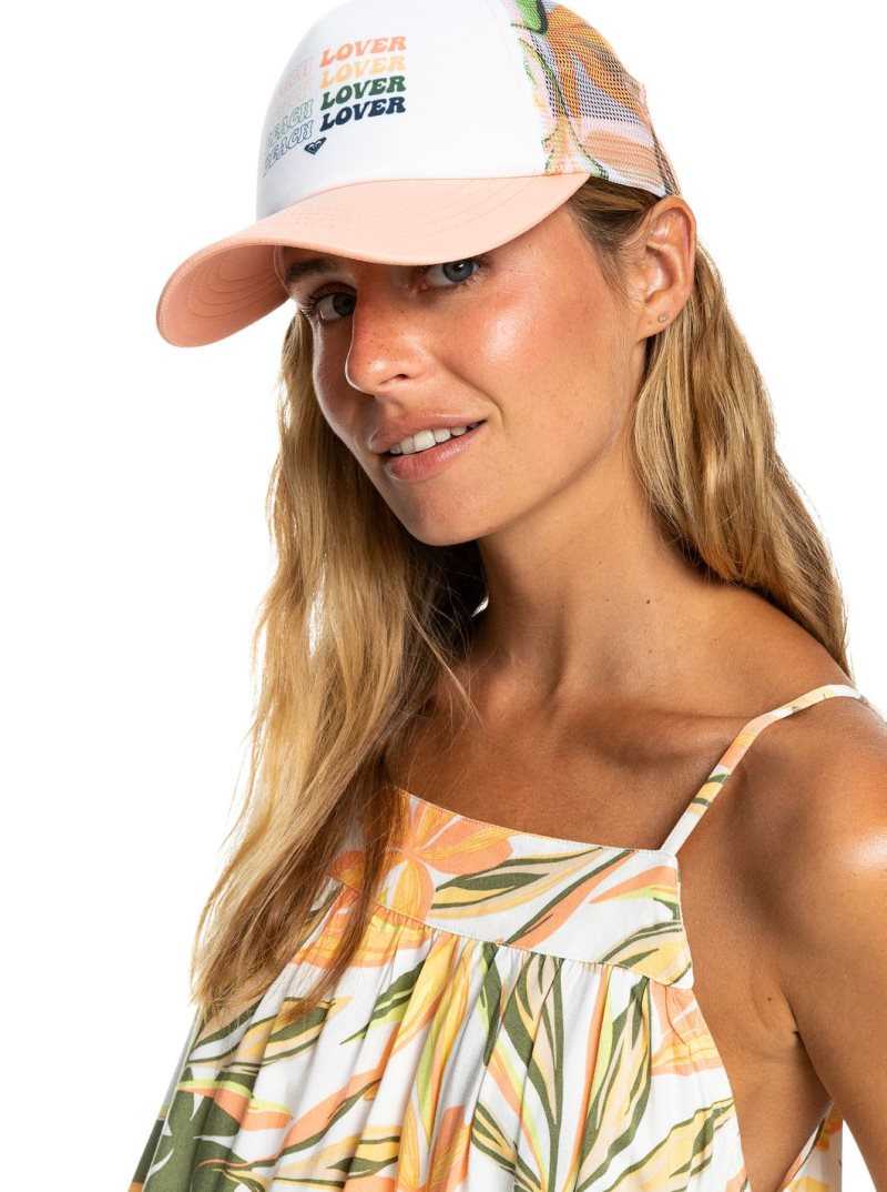 Bright White Subtly Salty Mult Roxy Donut Spain Trucker Hat | XNCTHI860