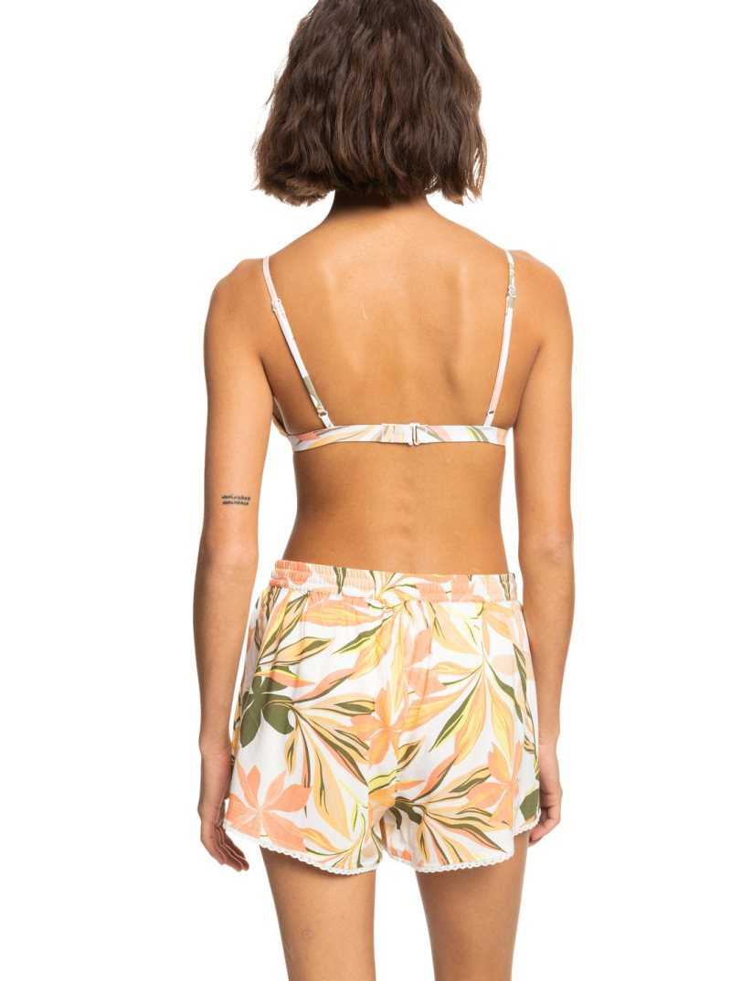 Bright White Subtly Salty Mult Roxy Salty Tan Shorts | SAKLEF148