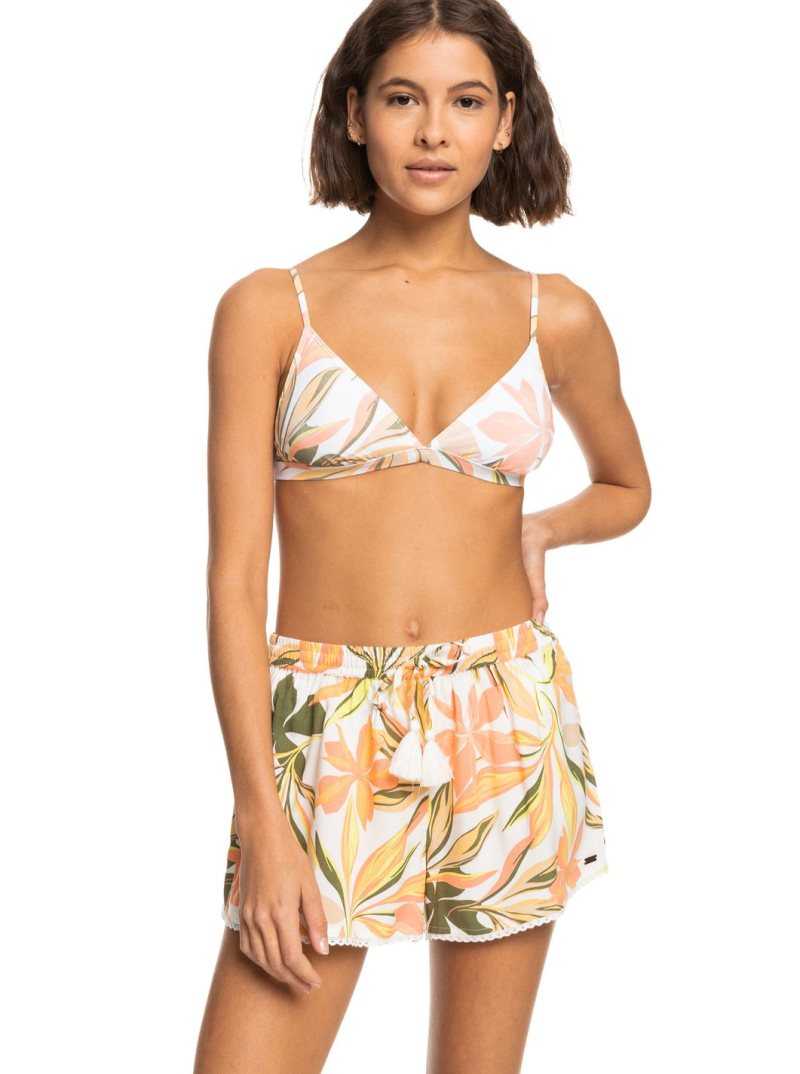 Bright White Subtly Salty Mult Roxy Salty Tan Shorts | SAKLEF148