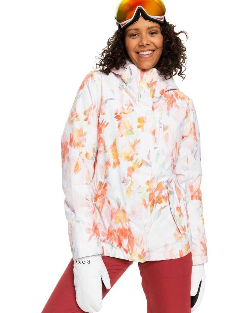 Bright White Tenderness Roxy Jetty Insulated Snow Jacket | ATGQOH503