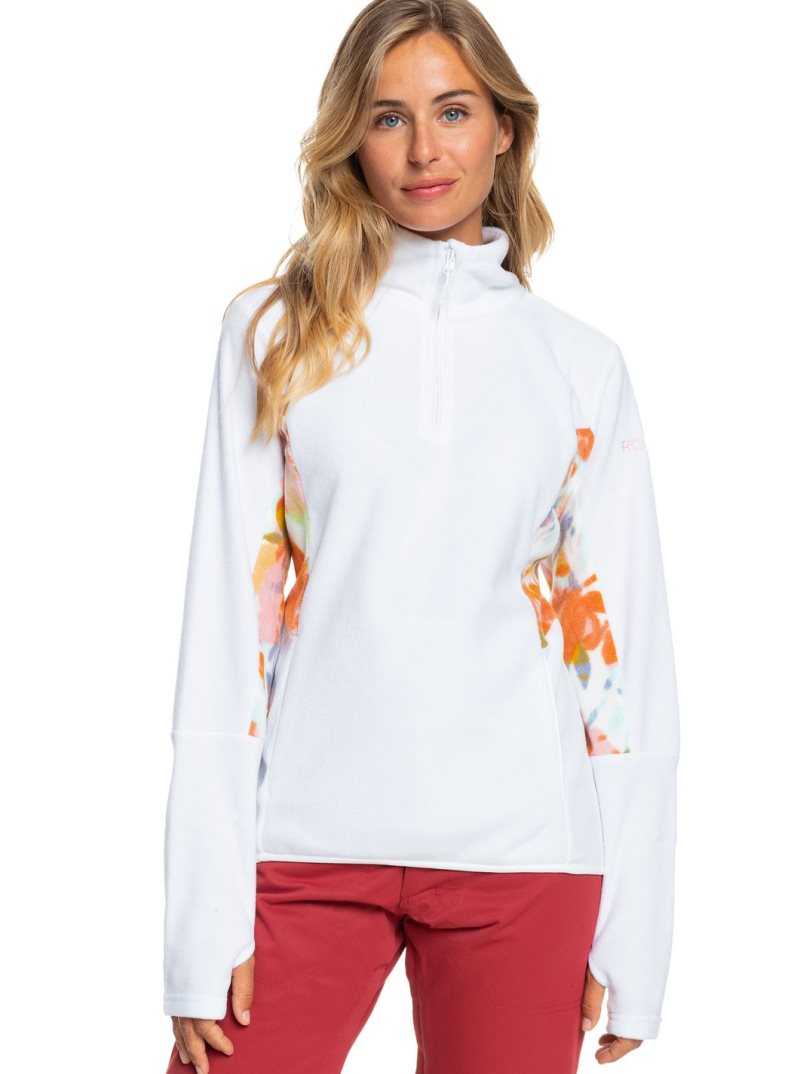 Bright White Tenderness Roxy Sayna Half-Zip Fleece | MOGSXR310