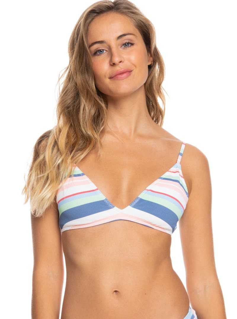 Bright White The Line Up Strip Roxy Line Up Fixed Triangle Bikini Top | MBANKX139