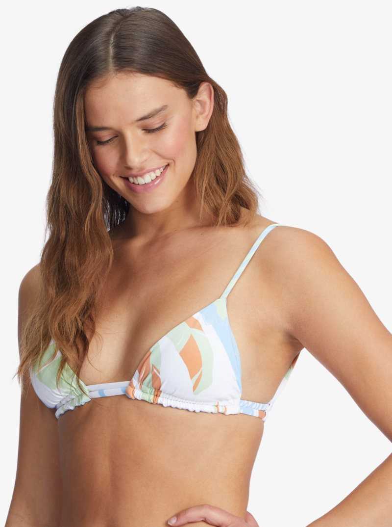 Bright White Undertone S Roxy Wildflowers Reversible Tiki Triangle Bikini Top | EOXYMV270