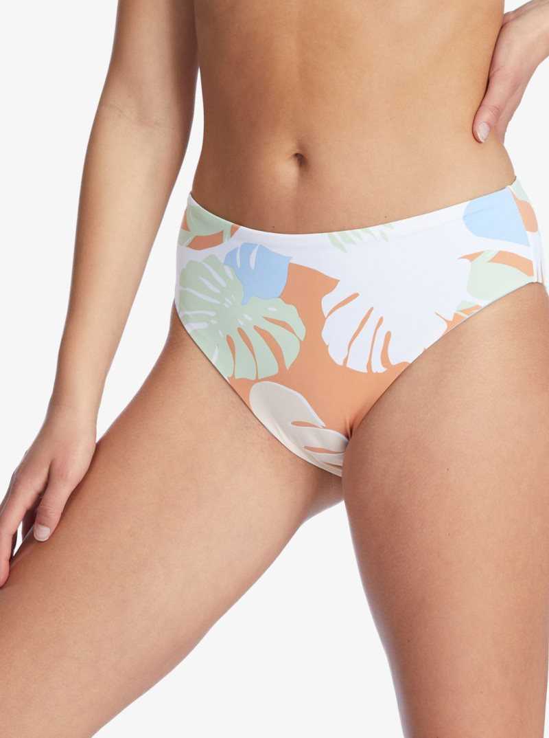 Bright White Undertone S Roxy Wildflowers Reversible Full Bikini Bottoms | JUBDMS639