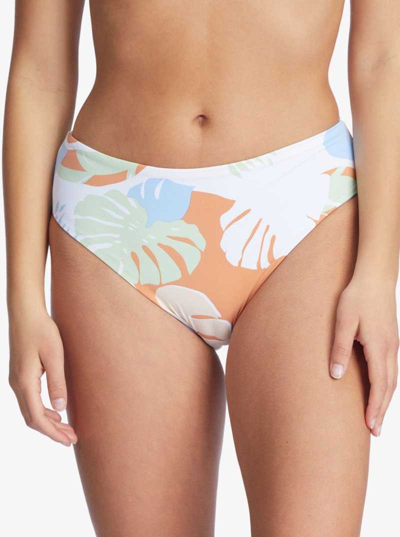 Bright White Undertone S Roxy Wildflowers Reversible Full Bikini Bottoms | JUBDMS639