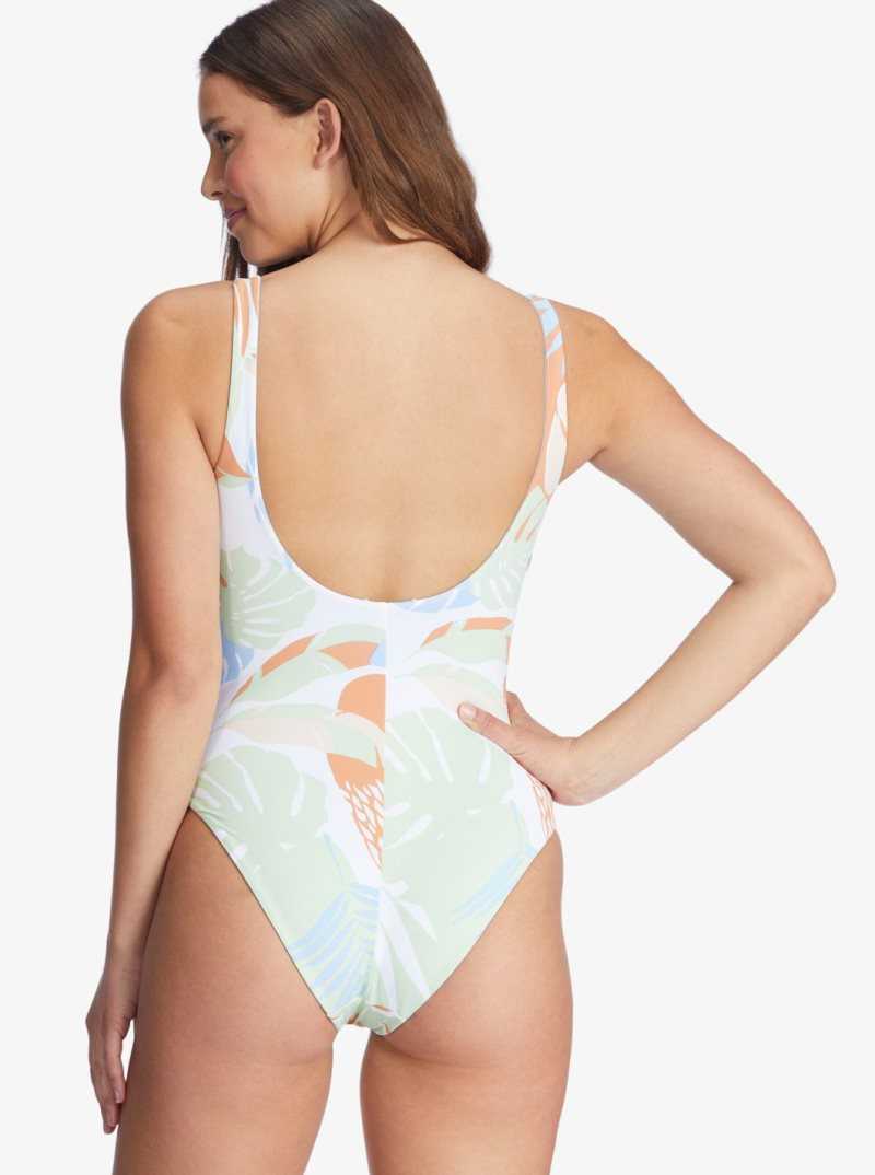 Bright White Undertone S Roxy Wildflowers Reversible One-Piece Swimsuit | PFULQV125