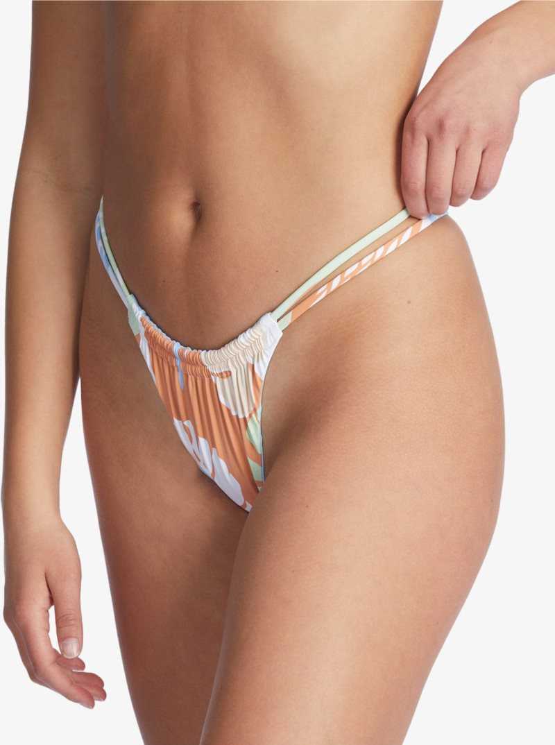 Bright White Undertone S Roxy Wildflowers Mini Bikini Bottoms | WEFZNJ659