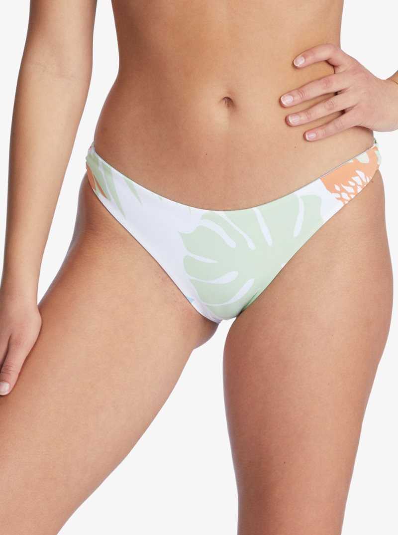 Bright White Undertone S Roxy Wildflowers Reversible Full Bikini Bottoms | YRBZGN685