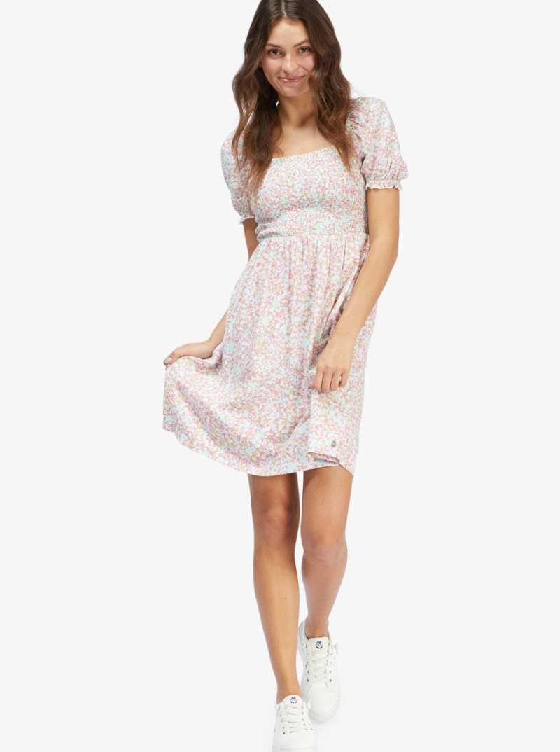 Brook Green Ditsy In Paradise Roxy Hello Petal Mini Long Sleeve Dress | NLZMST253