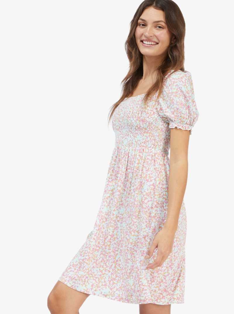 Brook Green Ditsy In Paradise Roxy Hello Petal Mini Long Sleeve Dress | NLZMST253