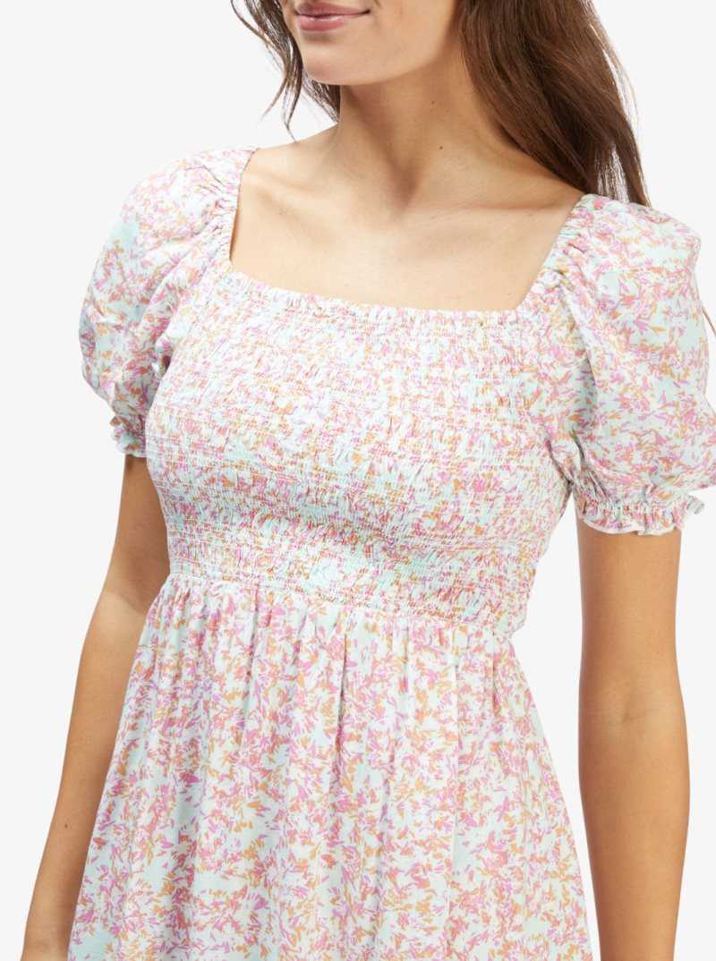 Brook Green Ditsy In Paradise Roxy Hello Petal Mini Long Sleeve Dress | NLZMST253