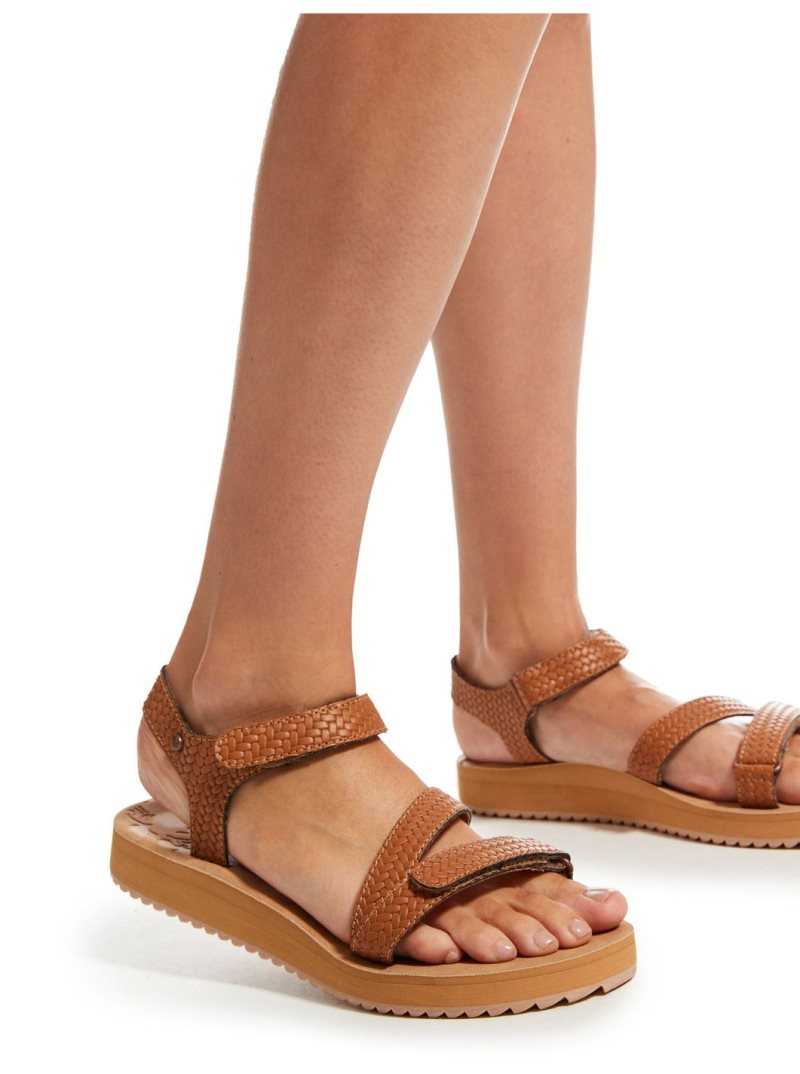 Brown/Tan Roxy Anela Sandals | BEMANO079