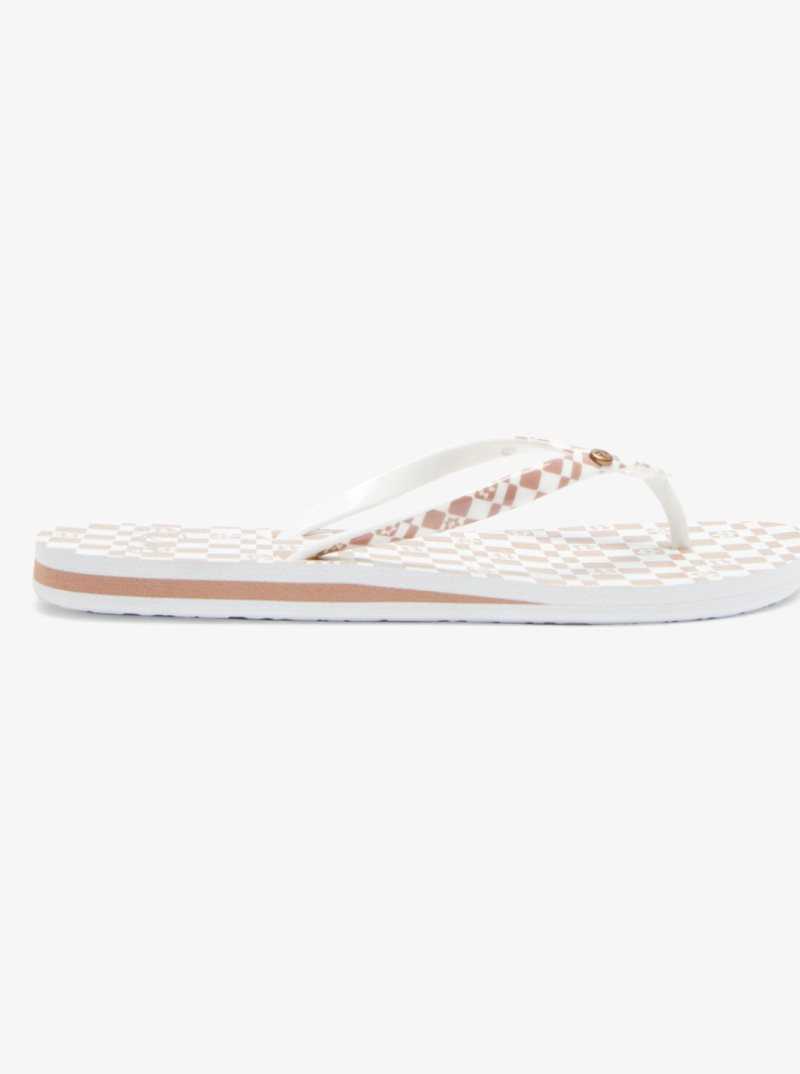 Brown/White Roxy Portofino Flip-Flops | VHETWB436