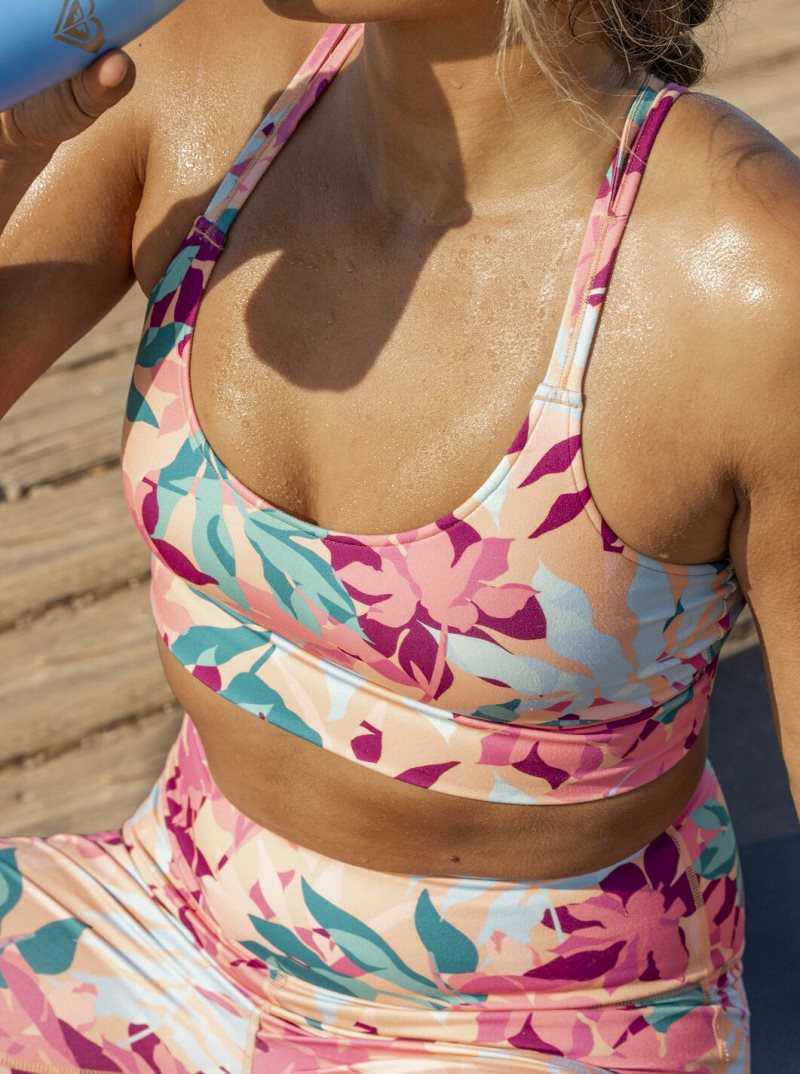 Cantaloupe Tropi Palm Roxy Kaileo Elongated Sports Bra | AUPWJI230