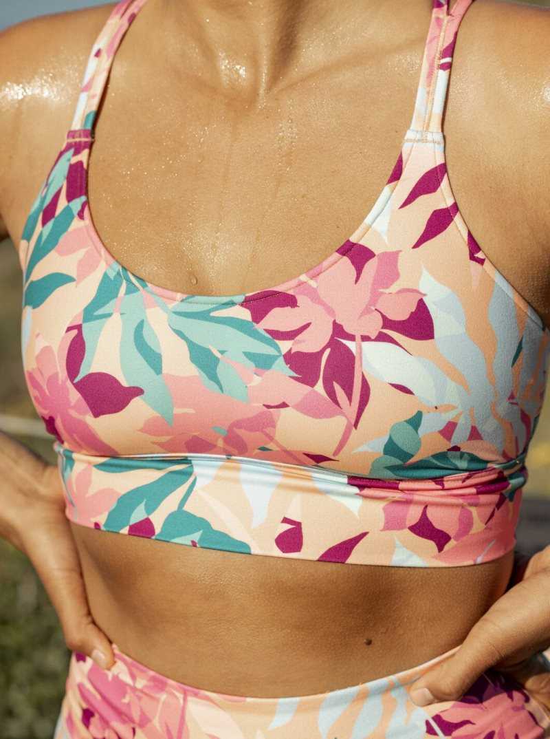 Cantaloupe Tropi Palm Roxy Kaileo Elongated Sports Bra | AUPWJI230