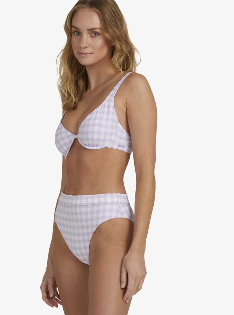 Castle Gingham Lg Pastel Lilac Roxy Heart The Check Underwire Bralette Bikini Top | AFMCBN390