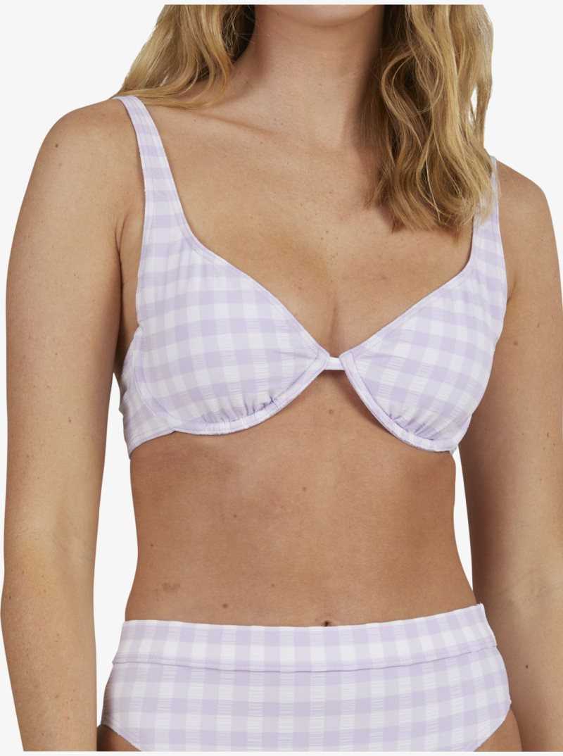 Castle Gingham Lg Pastel Lilac Roxy Heart The Check Underwire Bralette Bikini Top | AFMCBN390