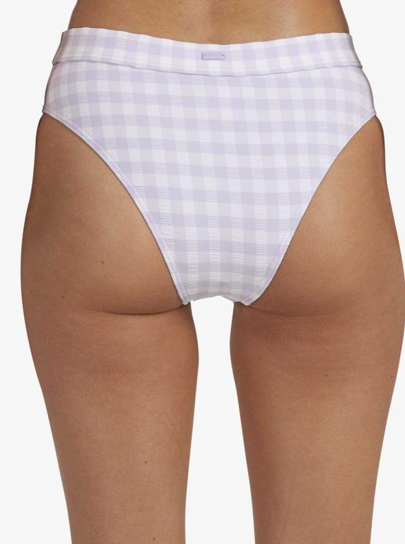 Castle Gingham Lg Pastel Lilac Roxy Heart The Check Moderate Coverage Bikini Bottoms | LZNIET497