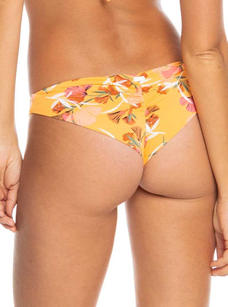 Chamois Pressed Flowers Roxy Printed Beach Classics Cheeky Bikini Bottoms | MLWSUF124