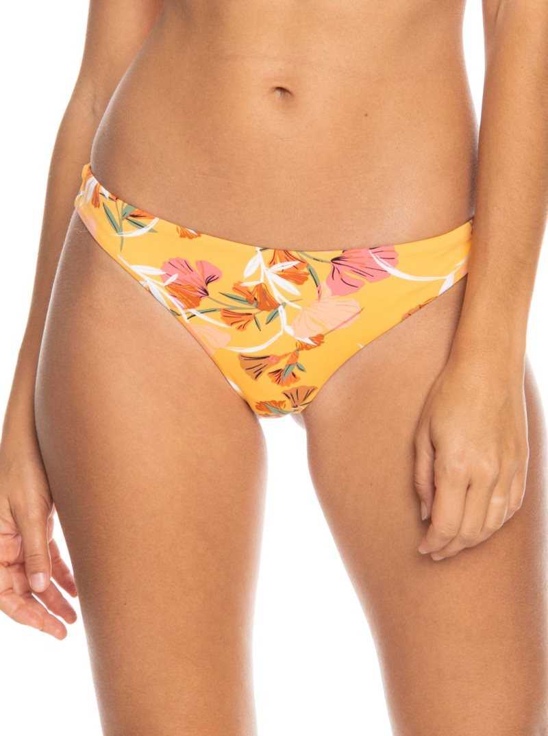 Chamois Pressed Flowers Roxy Printed Beach Classics Cheeky Bikini Bottoms | MLWSUF124