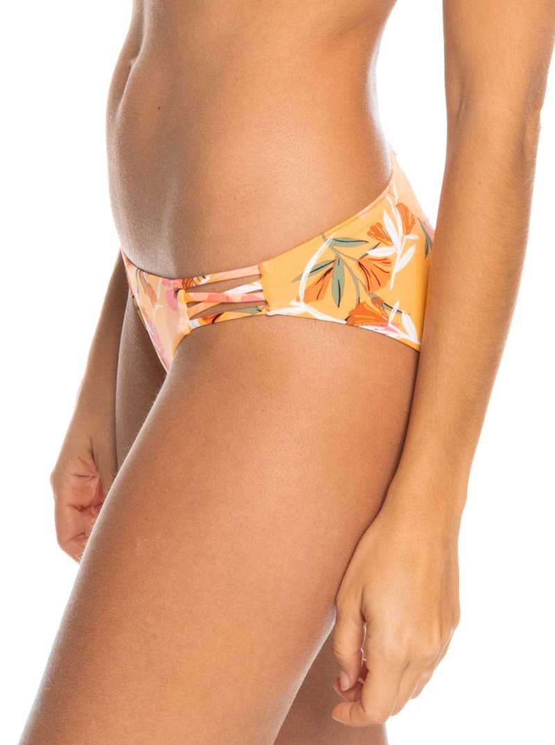 Chamois Pressed Flowers Roxy Printed Beach Classics Hipster Bikini Bottoms | MOITCG796