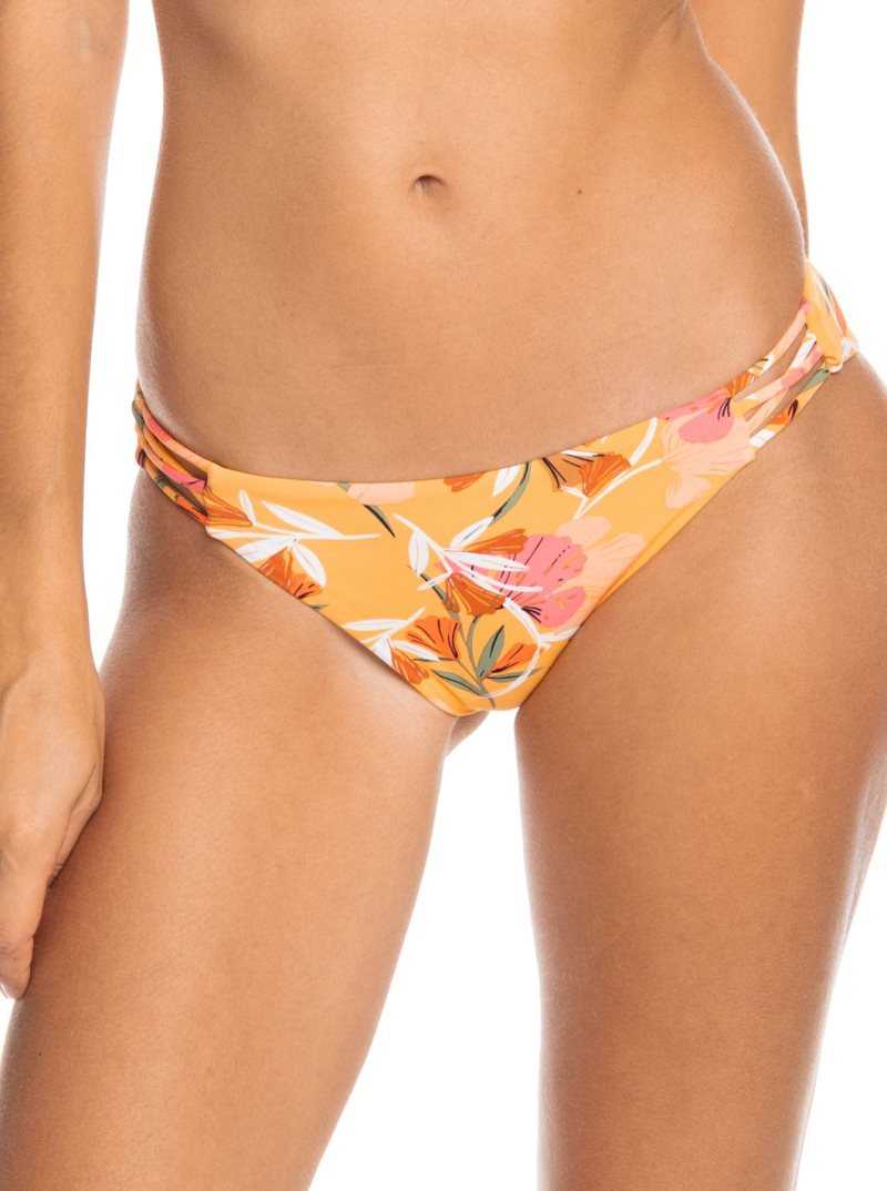 Chamois Pressed Flowers Roxy Printed Beach Classics Hipster Bikini Bottoms | MOITCG796