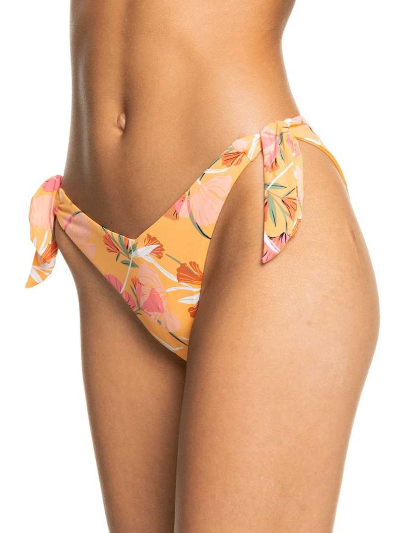 Chamois Pressed Flowers Roxy Printed Beach Classics Cheeky Bikini Bottoms | ZHXKCR637