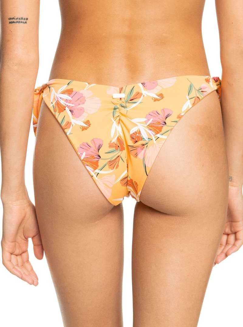 Chamois Pressed Flowers Roxy Printed Beach Classics Cheeky Bikini Bottoms | ZHXKCR637