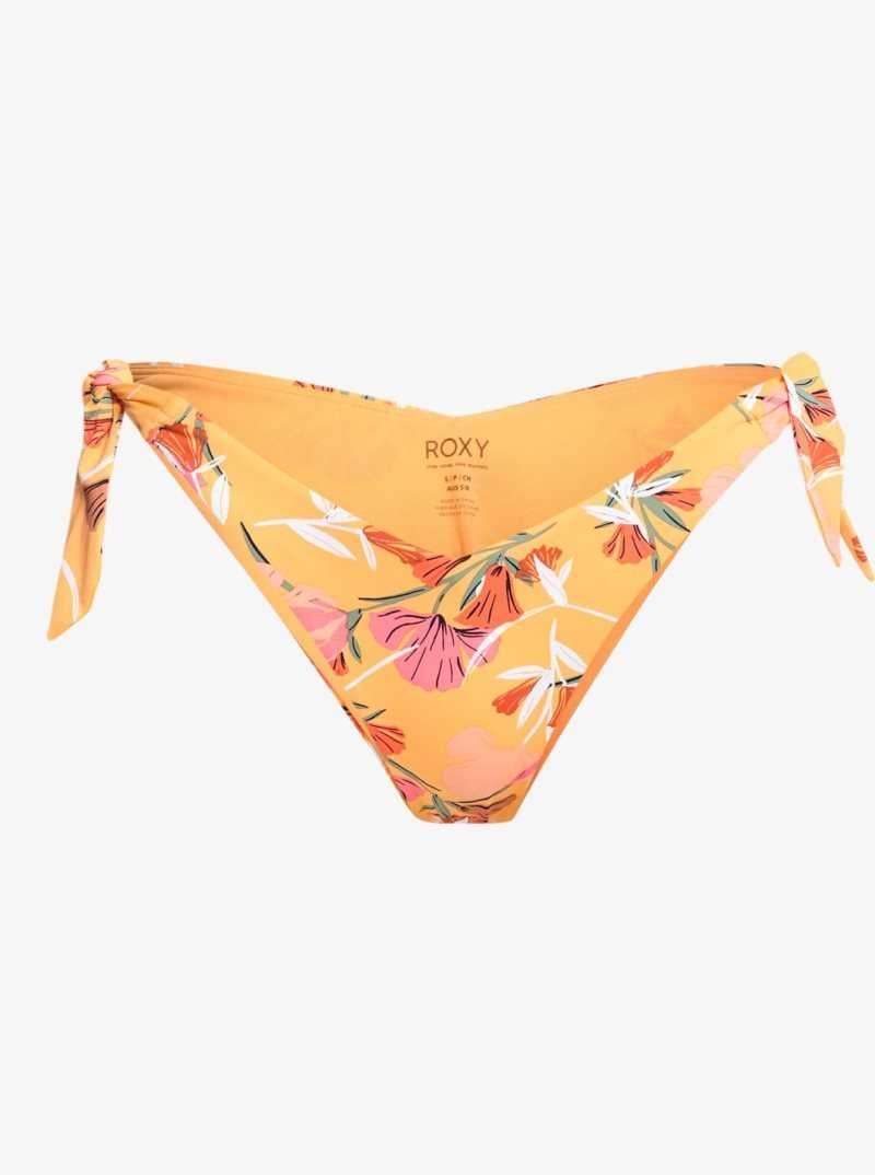 Chamois Pressed Flowers Roxy Printed Beach Classics Cheeky Bikini Bottoms | ZHXKCR637