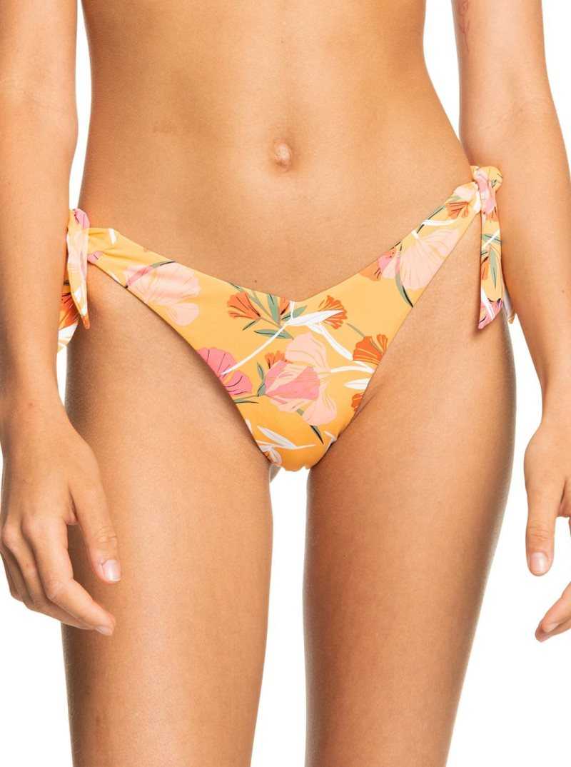 Chamois Pressed Flowers Roxy Printed Beach Classics Cheeky Bikini Bottoms | ZHXKCR637