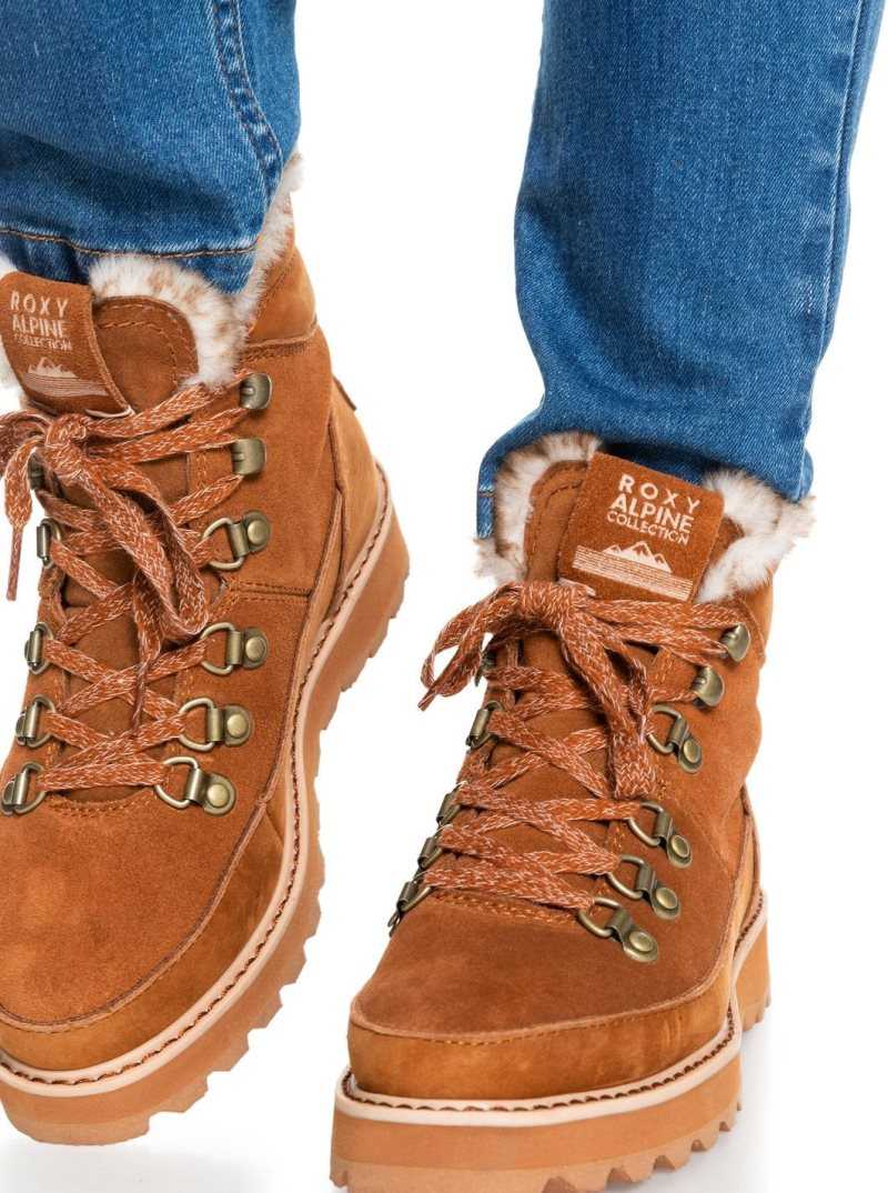 Chestnut Brown Roxy Sadie Lace-Up Boots | EGXQMD382